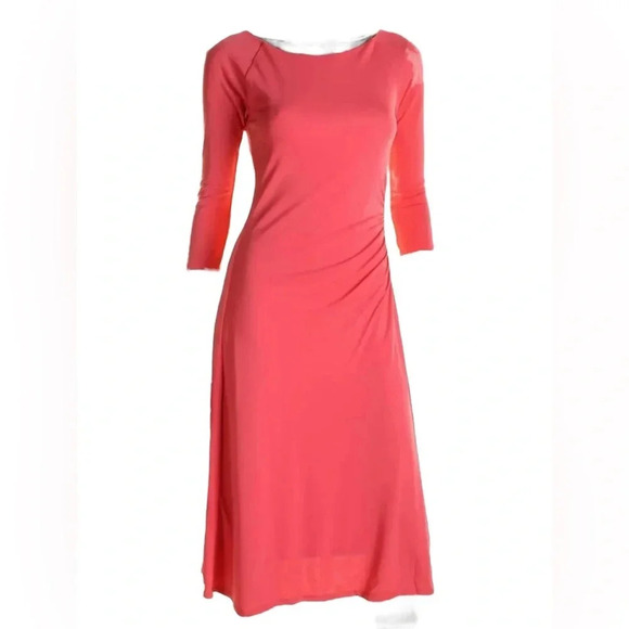 Lauren Ralph Lauren Dresses & Skirts - Lauren Ralph Lauren Women's New Pink Ruched Fit & Flare Casual Dress XL Coral 🪸